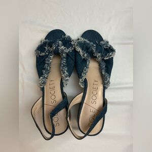 Sole Society Blue Frayed Sandals